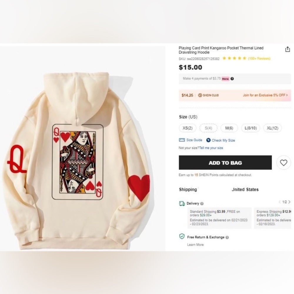 SHEIN Queen of hearts hoodie! - Picture 1 of 1